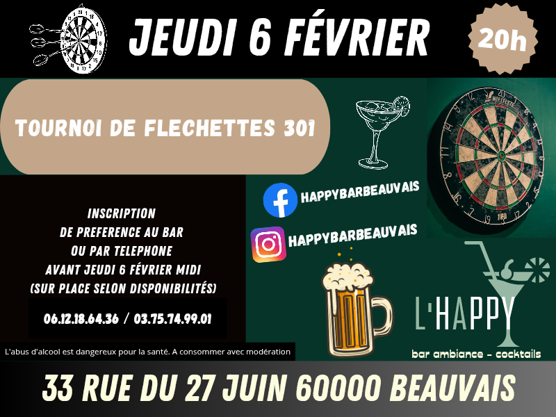 Tournoi de Fléchettes Happy Bar