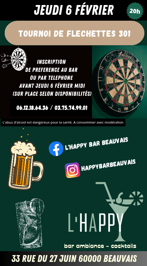 Tournoi de Fléchettes Happy Bar